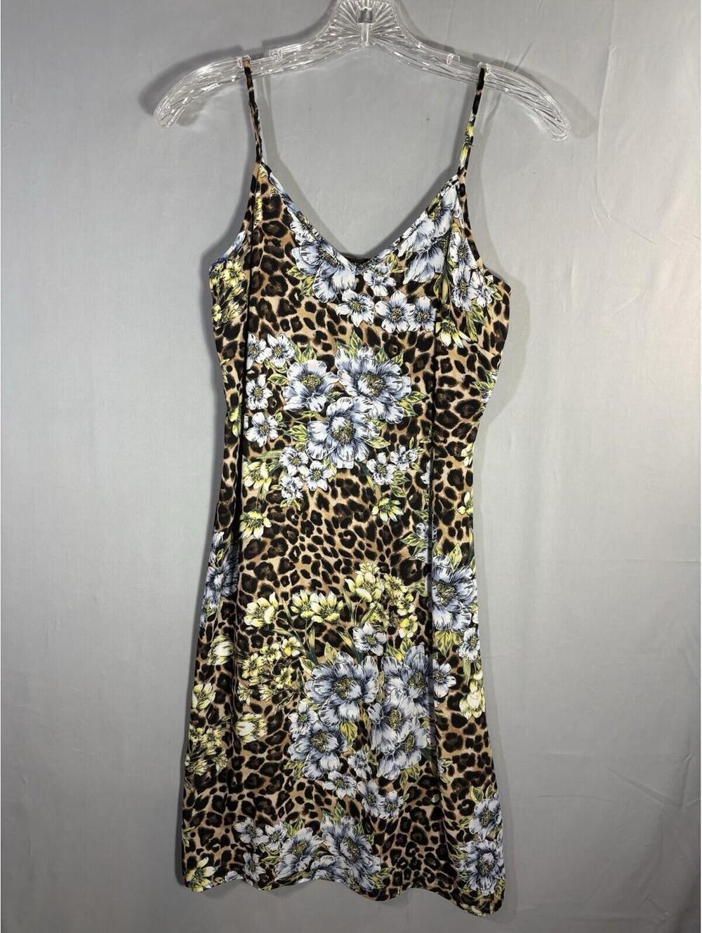WHBM Leopard Floral Belted Maxi Shirt Dress & Slip Dress Set Sz 2 Mob Wife/Glam - Picture 7 of 9